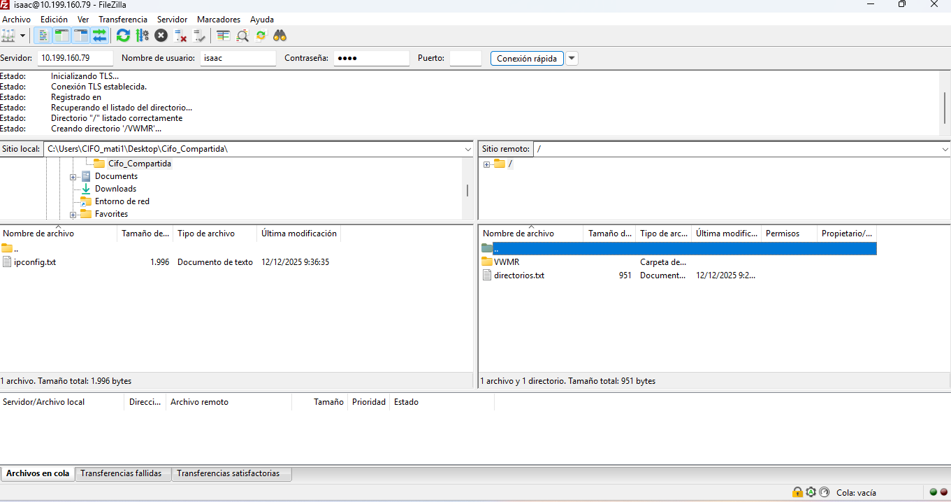 Prueba FTP Host Local a Guest Local